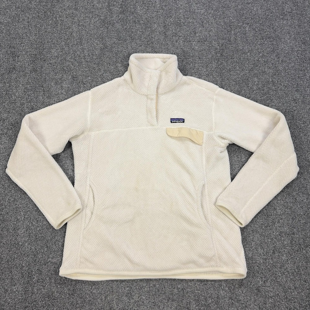 Vintage Patagonia Synchilla Fleece Jacket Mens Large White 1/4 Zip USA Pullover